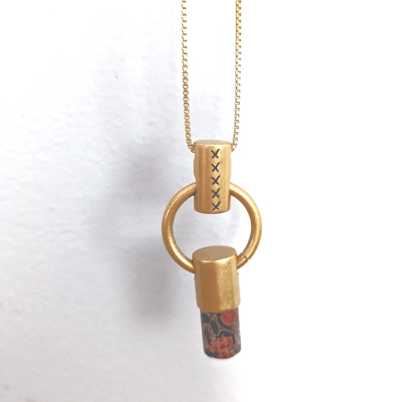 Madewell long cylinder marble necklace